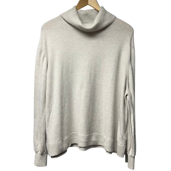 And Other Stories Beige Oatmeal Cowl Turtleneck Wool Blend Sweater Size Large - Picture 1 of 5
